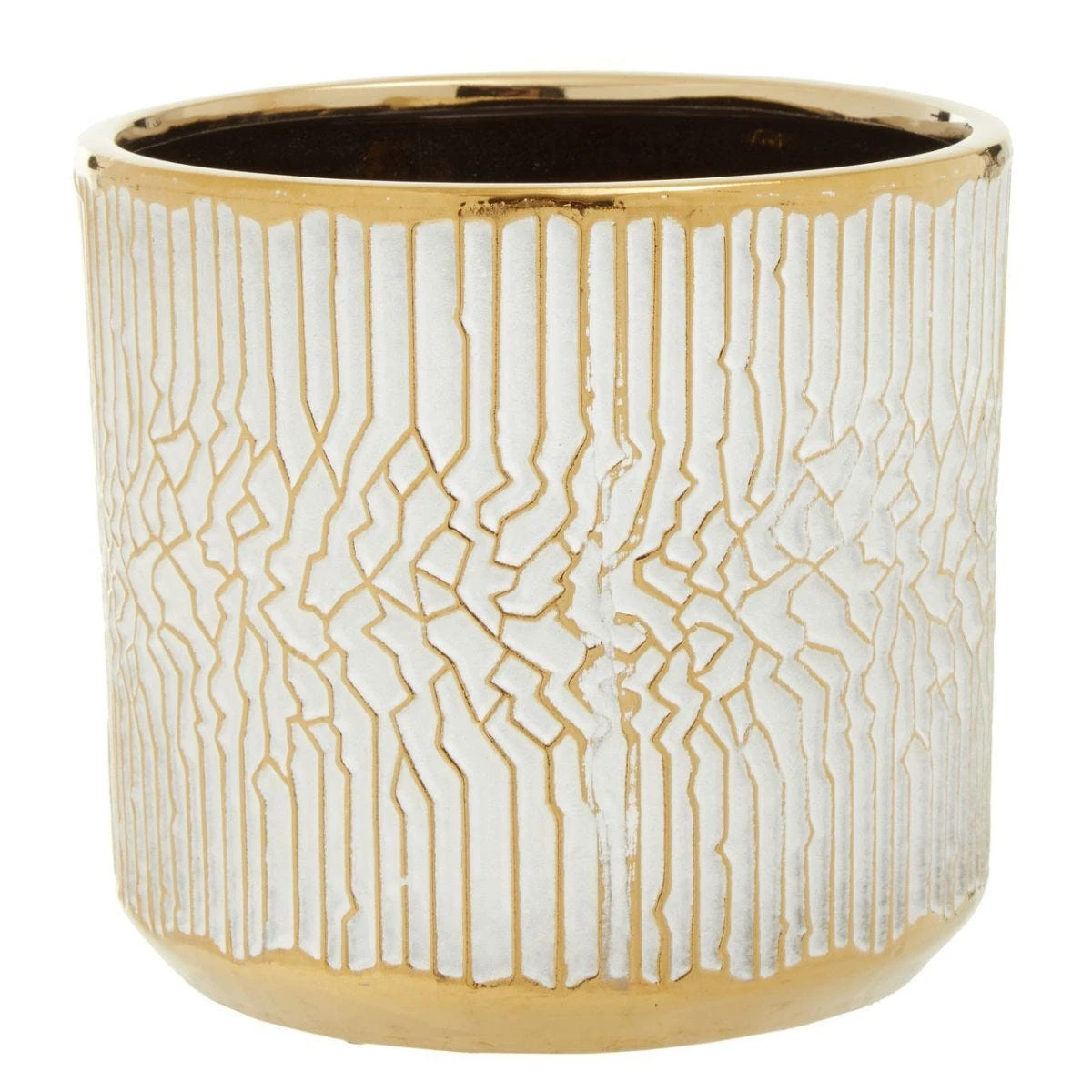Interiors By Ph Large White Gold Ceramic Planter