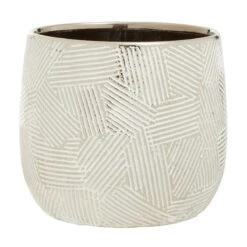 Interiors By Ph Large White Silver Ceramic Planter