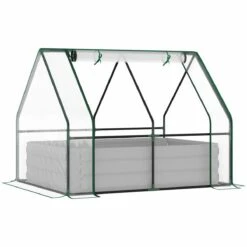 Outsunny Raised Garden Bed Planter Box With Greenhouse Large Window - Clear