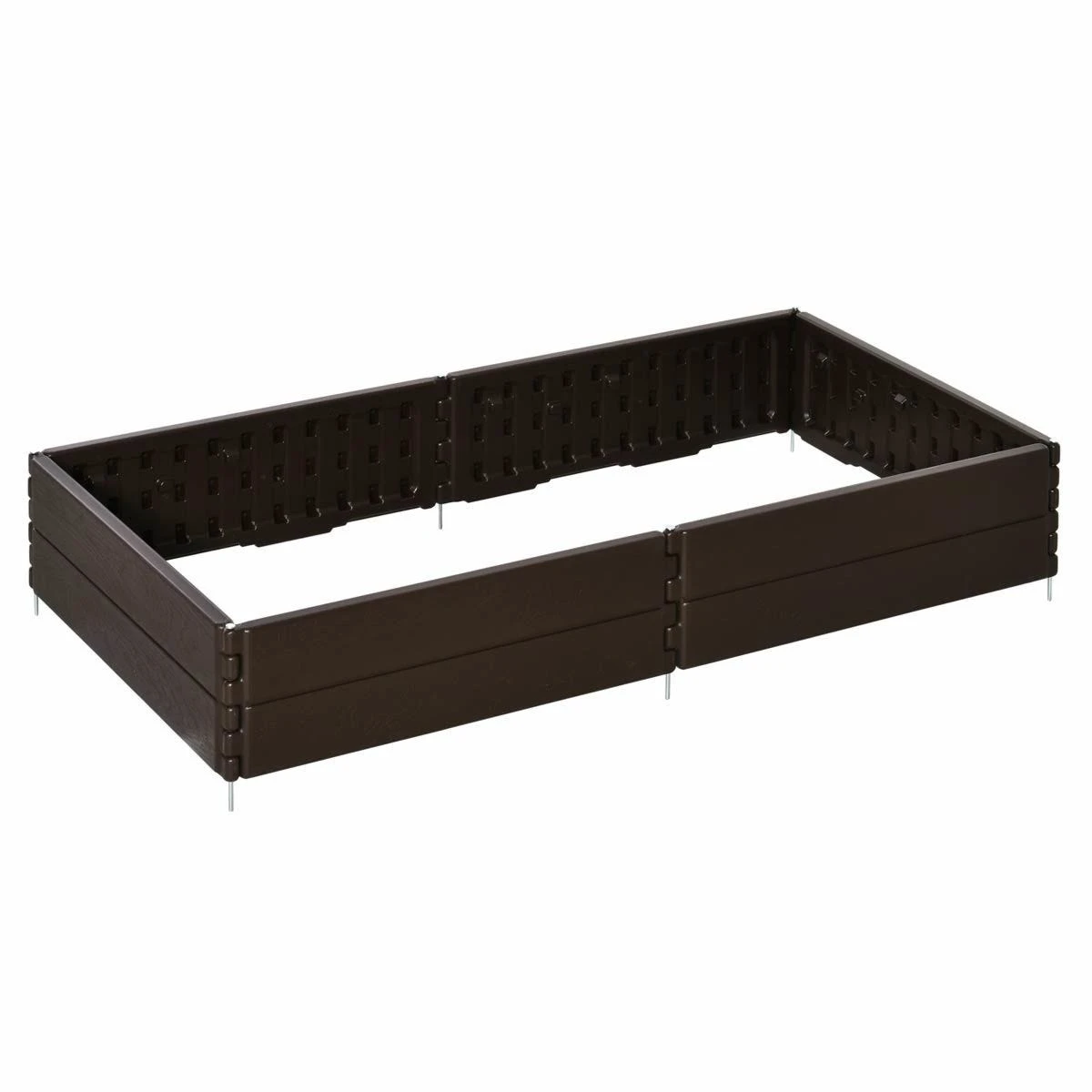 Outsunny Raised Garden Bed For Veggies Flowers 6 Panels Outdoor Planter Box - Brown