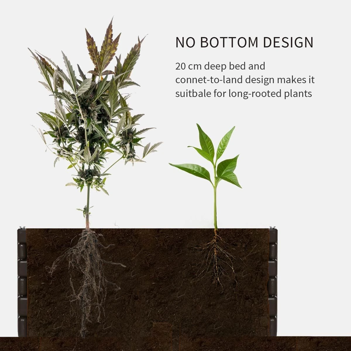 Outsunny Raised Garden Bed For Veggies Flowers 6 Panels Outdoor Planter Box - Brown - Image 6