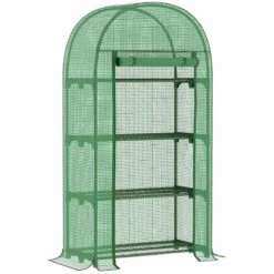 Outsunny 80 X 49 X 160Cm Mini Greenhouse Portable Green House With Storage Shelf - Green