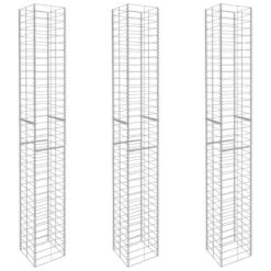 Vidaxl Gabion Baskets 3 Pcs Galvanised Steel 25X25X197 Cm