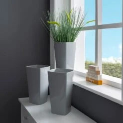 Wham Set 3 Studio 16cm Tall Square Planter Cool Grey