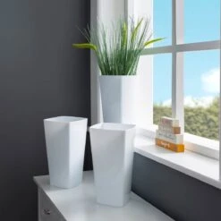 Wham Set 3 Studio 16cm Tall Square Planter Ice White