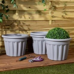 Wham Set 4 Vista 40cm Round Planter Upcycle Grey