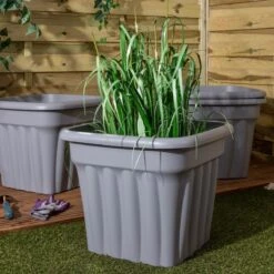 Wham Set 4 Vista 49cm Square Planter Upcycle Grey