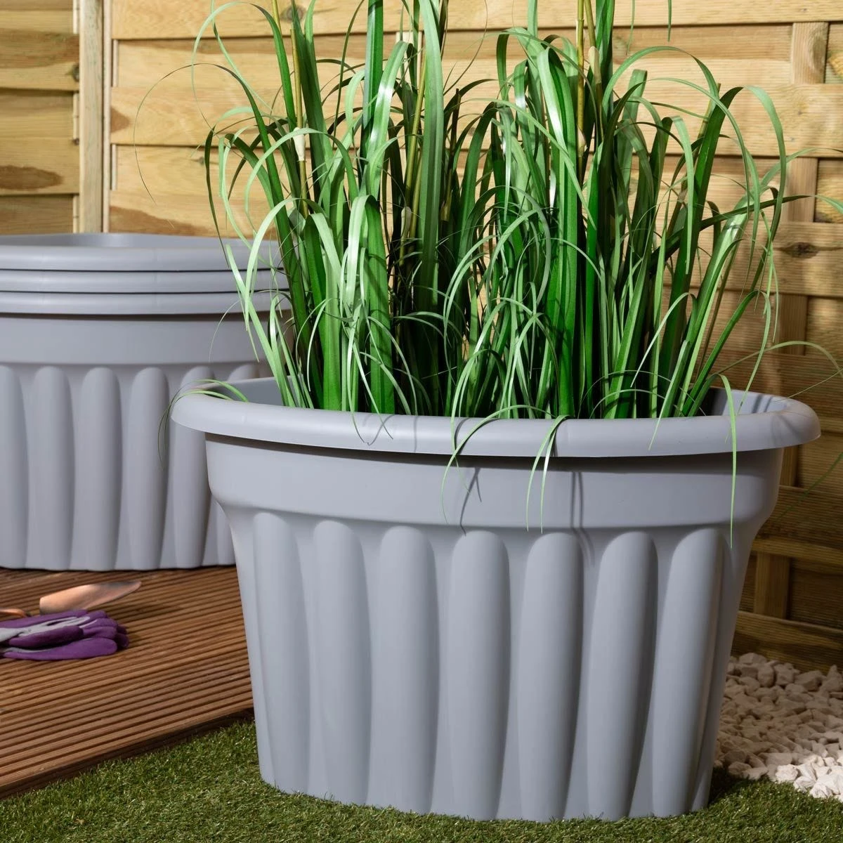 Wham Set 4 Vista 49cm Corner Planter Upcycle Grey