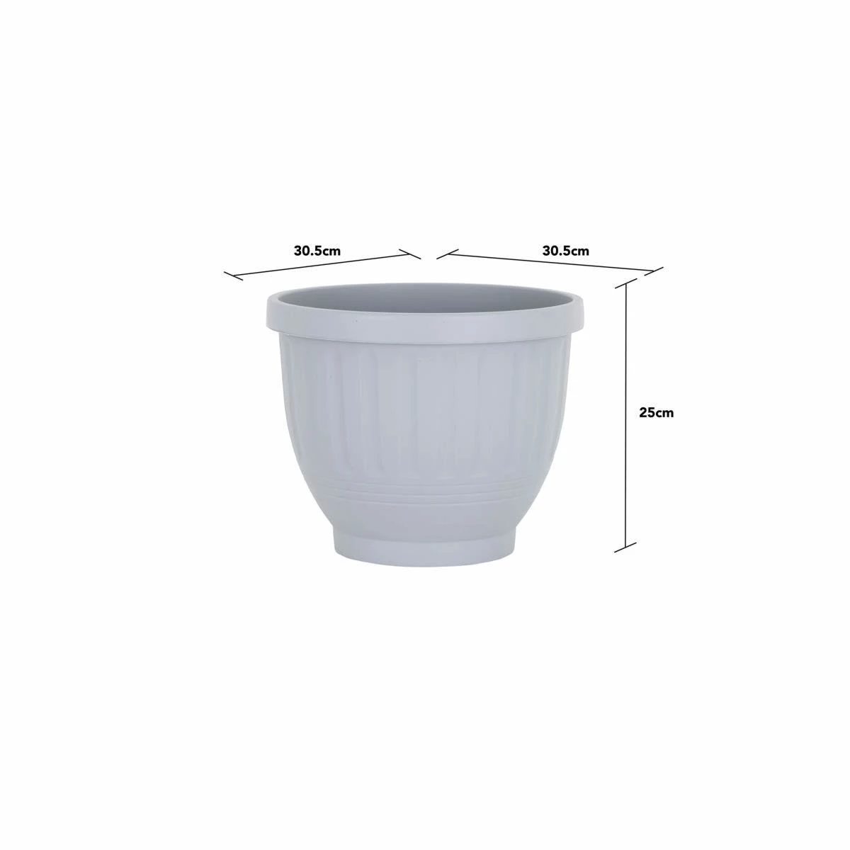 Wham Set 4 Etruscan 30.5cm Round Planter Soft Grey - Image 3