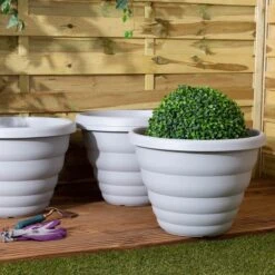 Wham Set 4 Beehive 48cm Round Pot Cement Grey