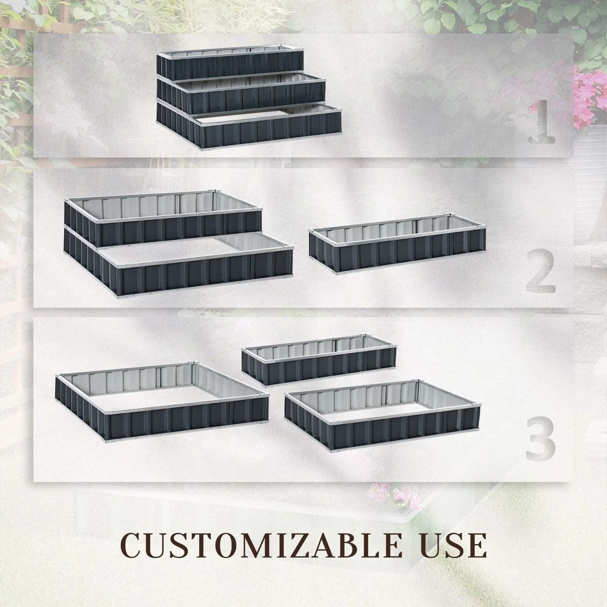 Outsunny 3 Tier Raised Garden Bed Metal Elevated Planer Box Easy Assembly - Image 4