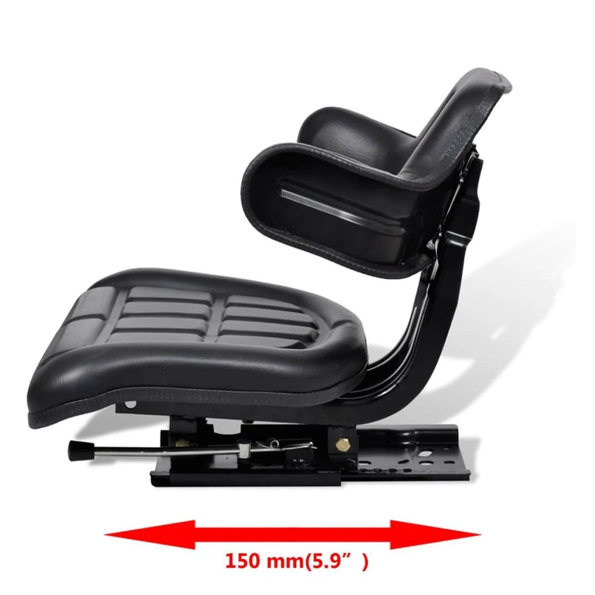 VidaXL Tractor Seat With Backrest Black - Image 3