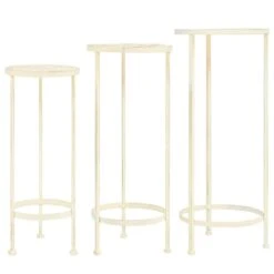 VidaXL Plant Stand Set 3 Pieces Vintage Style Metal Antique White