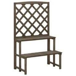 VidaXL Plant Stand With Trellis Grey 70x42x115 Cm Solid Fir Wood