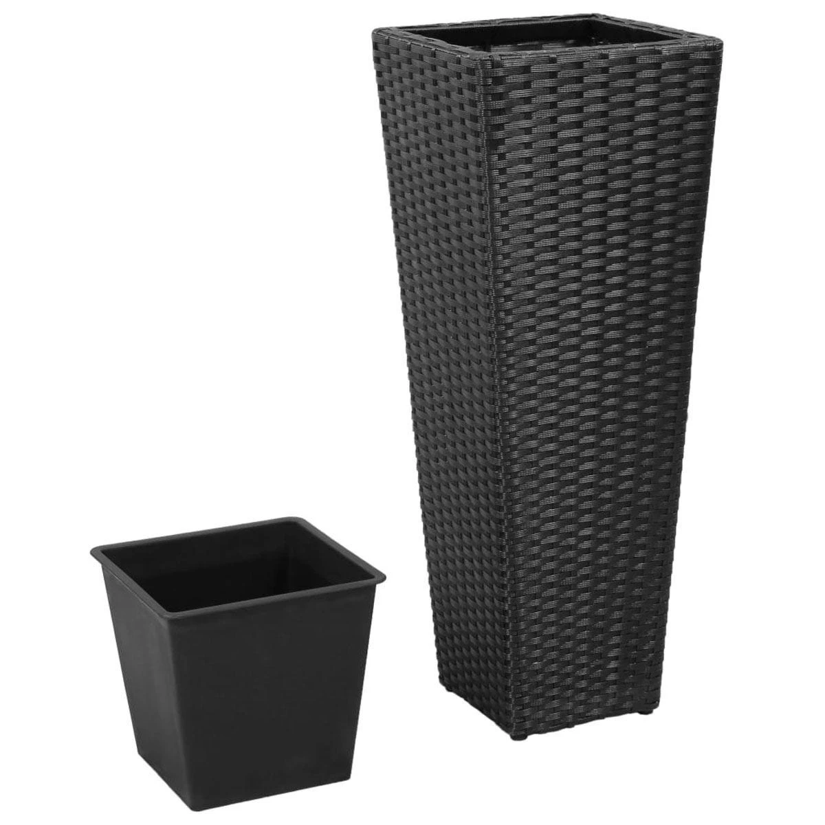 VidaXL Garden Raised Beds 3 Pcs Poly Rattan Black - Image 3