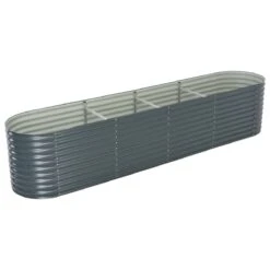 Vidaxl Garden Raised Bed 400x80x81cm Galvanised Steel Grey