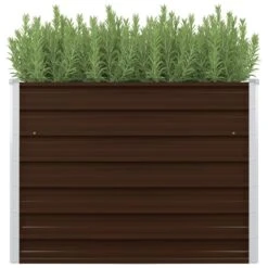 Vidaxl Raised Garden Bed Brown 100x100x77cm Galvanised Steel