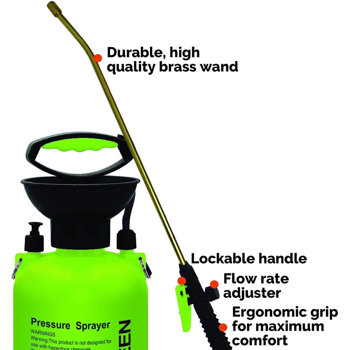 Pro-kleen 3L Garden Pressure Pump Sprayer With Brass Lance And 2 X Spare Seal Kits - Green - Image 4