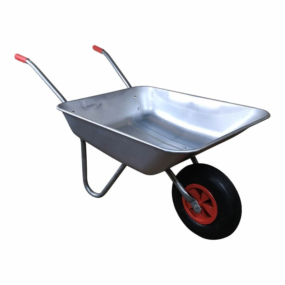 Samuel Alexander Galvanised Metal Garden Wheelbarrow With Pneumatic Tyre - 65 Litre 60Kg Capacity