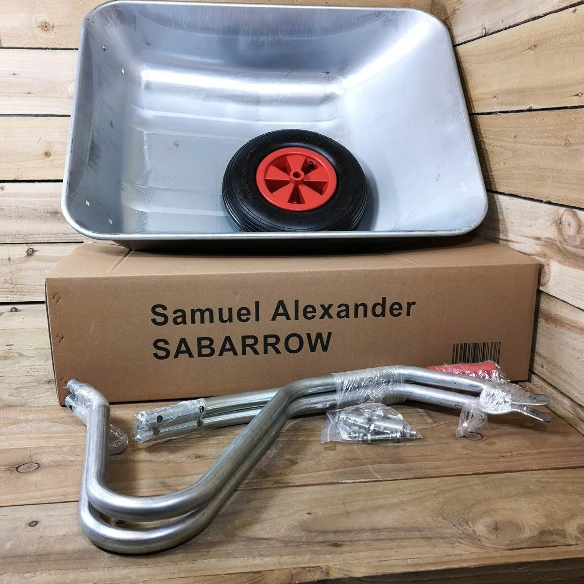 Samuel Alexander Galvanised Metal Garden Wheelbarrow With Pneumatic Tyre - 65 Litre 60Kg Capacity - Image 2