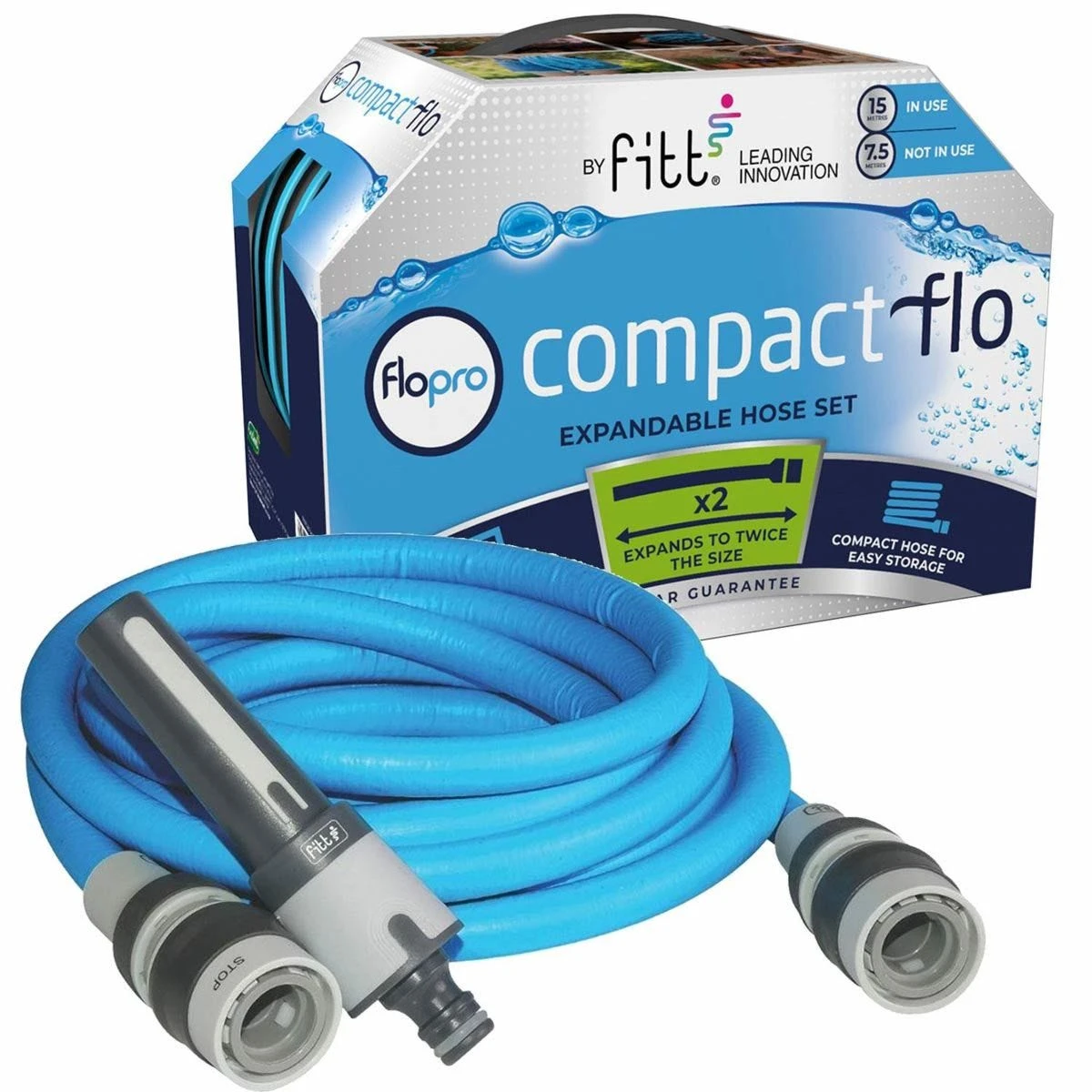 Flopro Fitt Ikon Expandable Garden Hose Complete Set 15M Blue