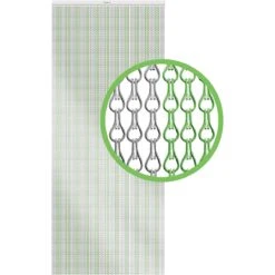 Xterminate Fly Blind Screen Chain Curtain For Doors - Green And Silver