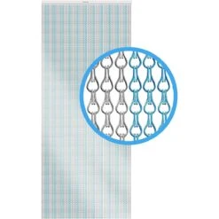 Xterminate Aluminium Fly Blind Screen Door Metal Chain Curtain - Blue And Silver