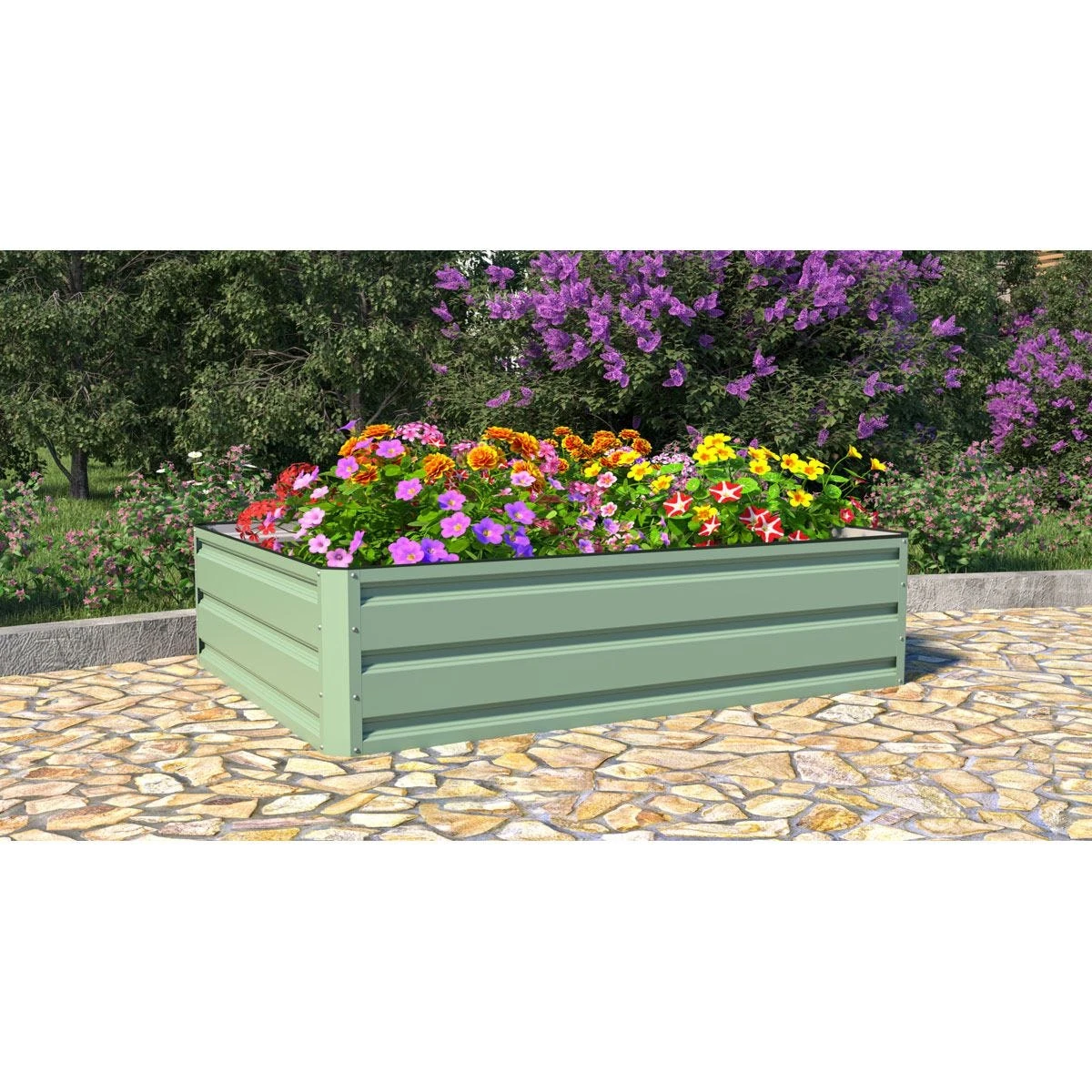 Garden Gear Metal Raised Garden Bed 120x90cm - Light Green - Image 2