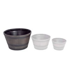 Garden Gear Wooden Barrel Effect Large Planter