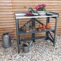 Promex Garden Potting Table With Zinc Plated Worktop