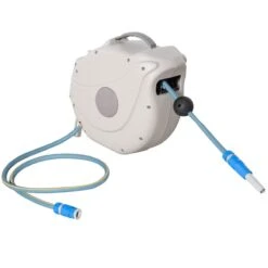 Outsunny Wall Mounted Retractable Hose Reel W/ Auto Rewind, Slow Return System And 180 Swivel (10m Plus 1.6m)