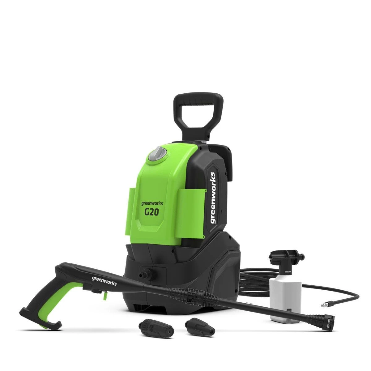 Greenworks G20 110 Bar Pressure Washer (Inc Patio Cleaner & Foam Sprayer) - Image 2