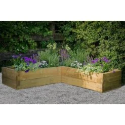Forest Garden Caledonian Corner Raised Bed With Base 130 X 130cm