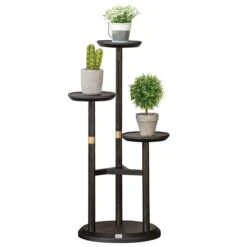 Outsunny 3 Tiered Plant Stand Plant Shelf For Indoor & Outdoor Dark Walnut
