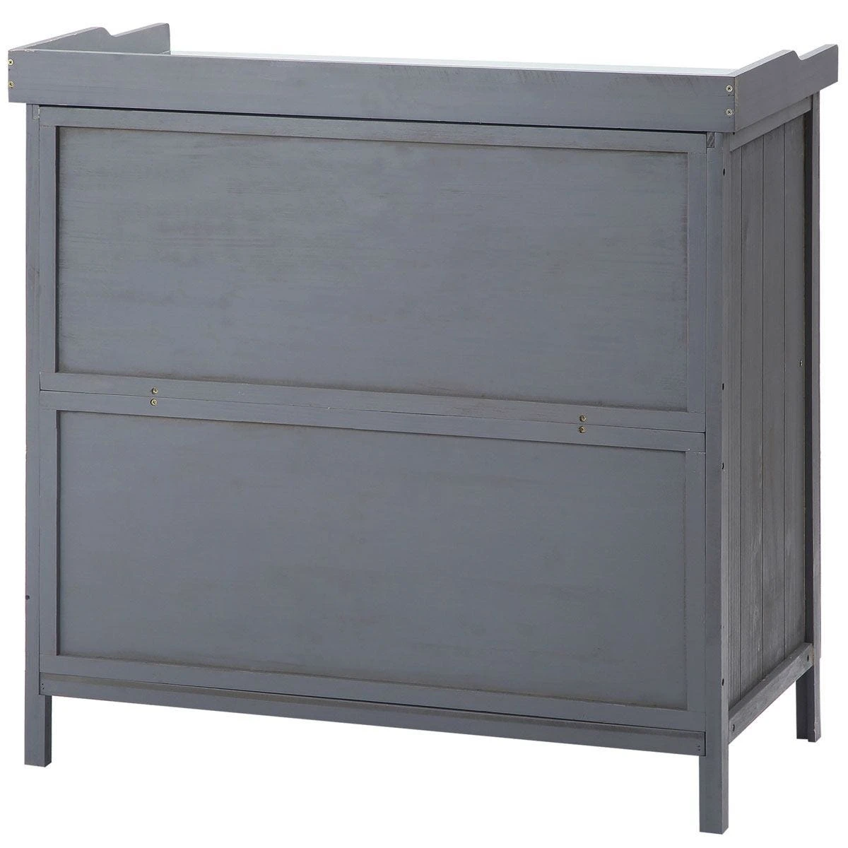 Outsunny Garden Storage Cabinet Potting Bench Table With Galvanized Top Grey - Image 7