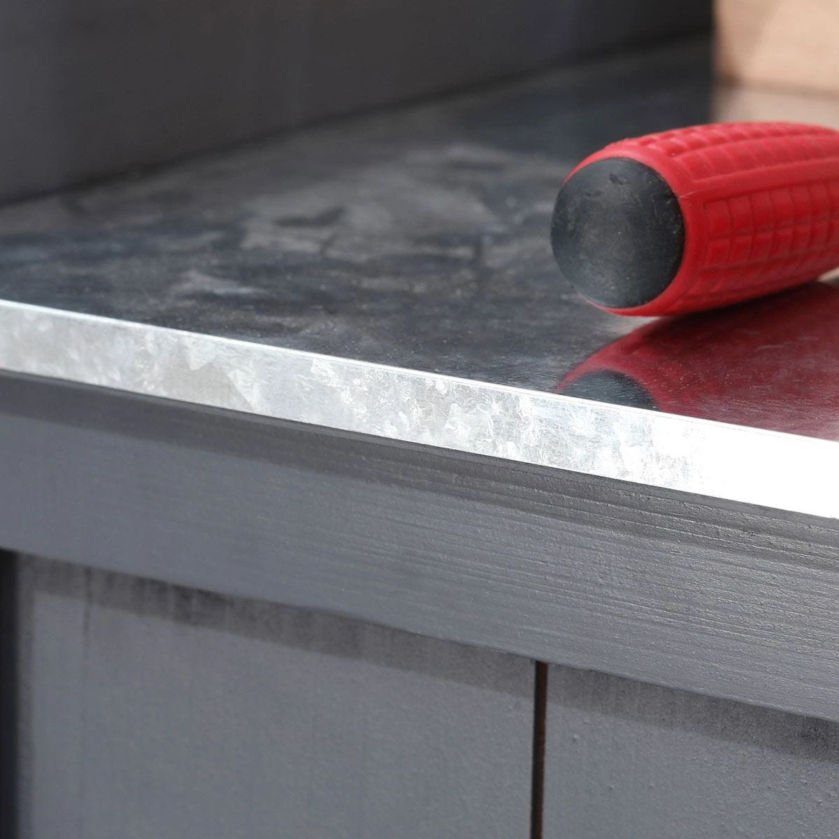 Outsunny Garden Storage Cabinet Potting Bench Table With Galvanized Top Grey - Image 9