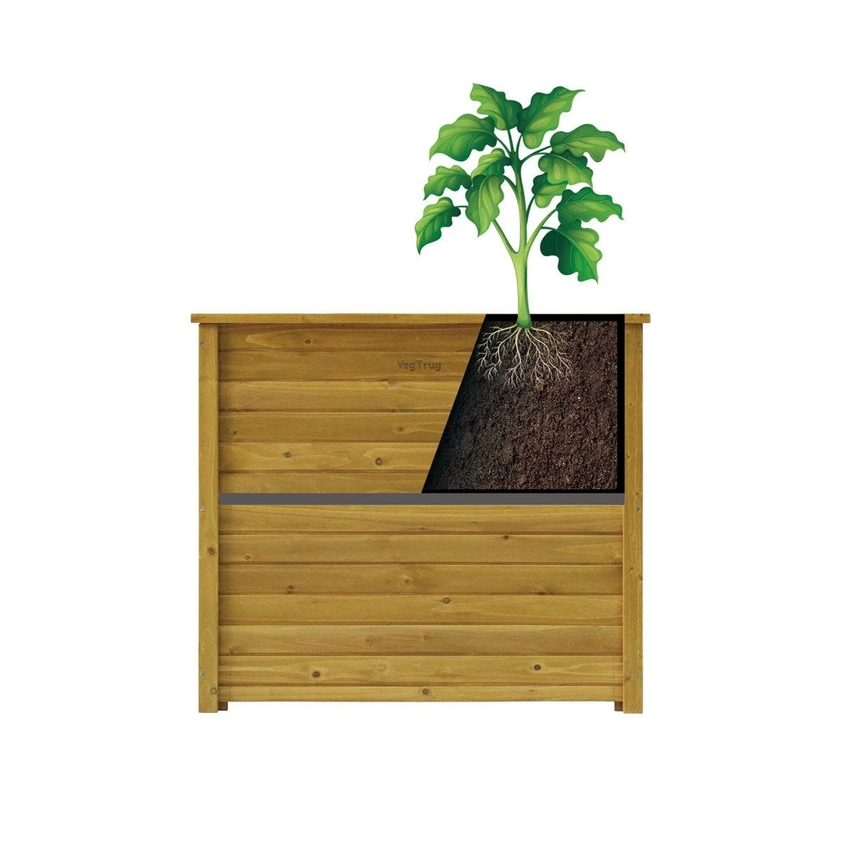 VegTrug Wooden Planter Rectangle Tall - Natural (FSC 100%) - Image 2