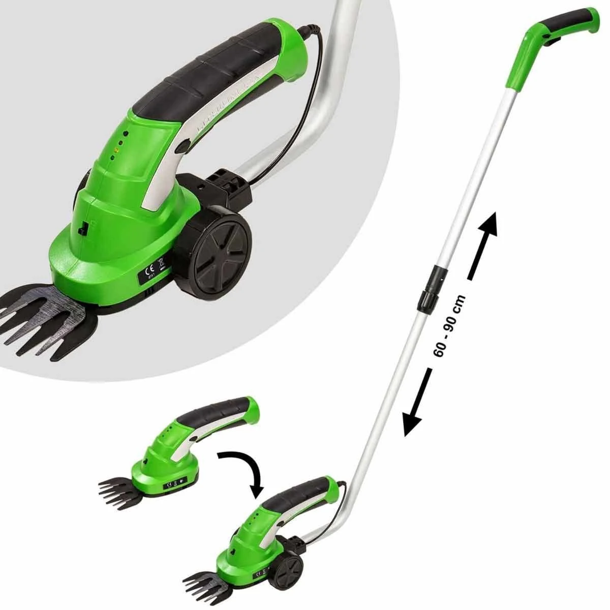 Tectake Cordless Hedge Trimmer With 2 Attachments And Telescopic Pole Incl. Battery Green - Image 6