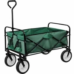 Tectake Foldable Garden Trolley With 80kg Load Capacity Green