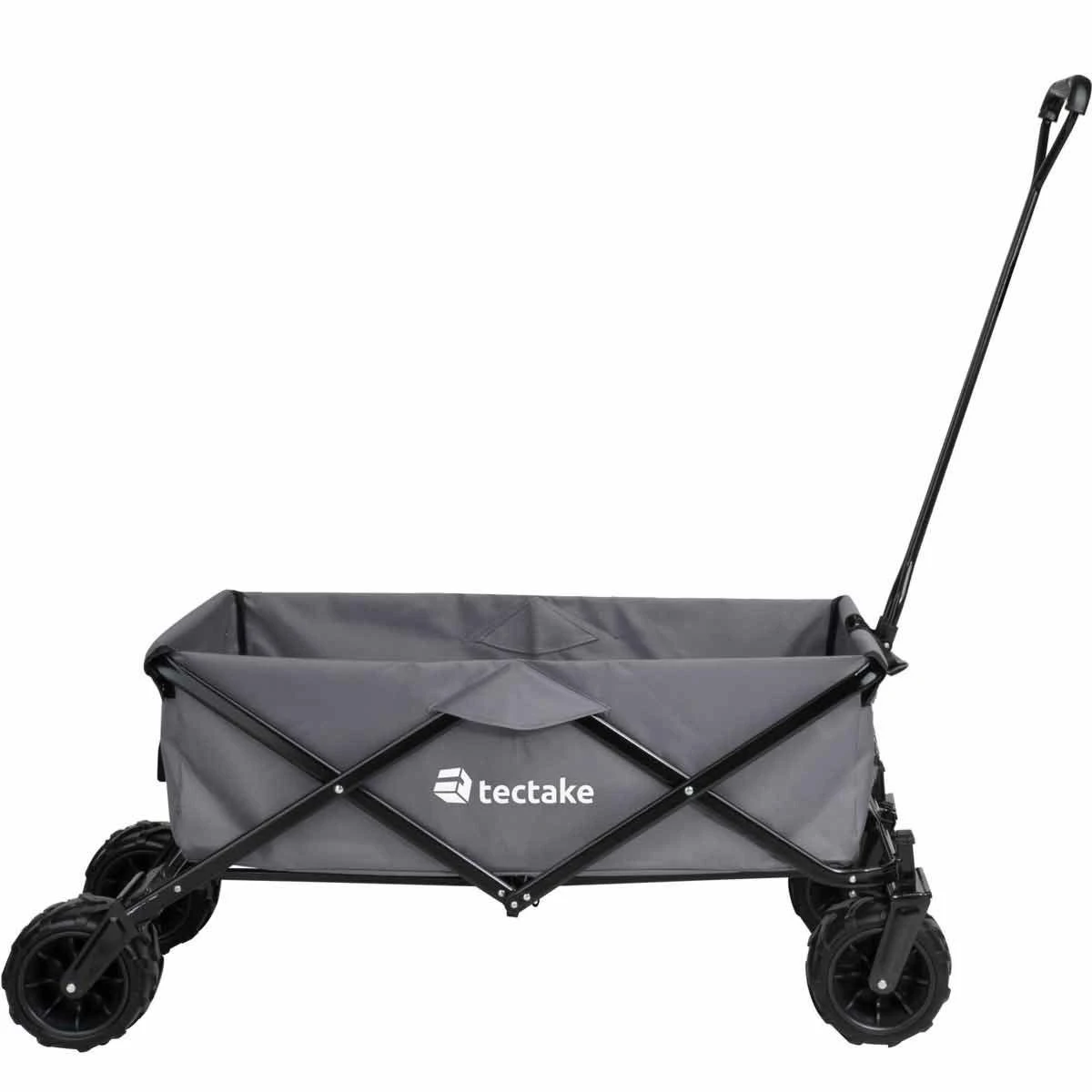 Tectake Foldable Garden Trolley With Wide Tires (80Kg Max Load) Grey - Image 3