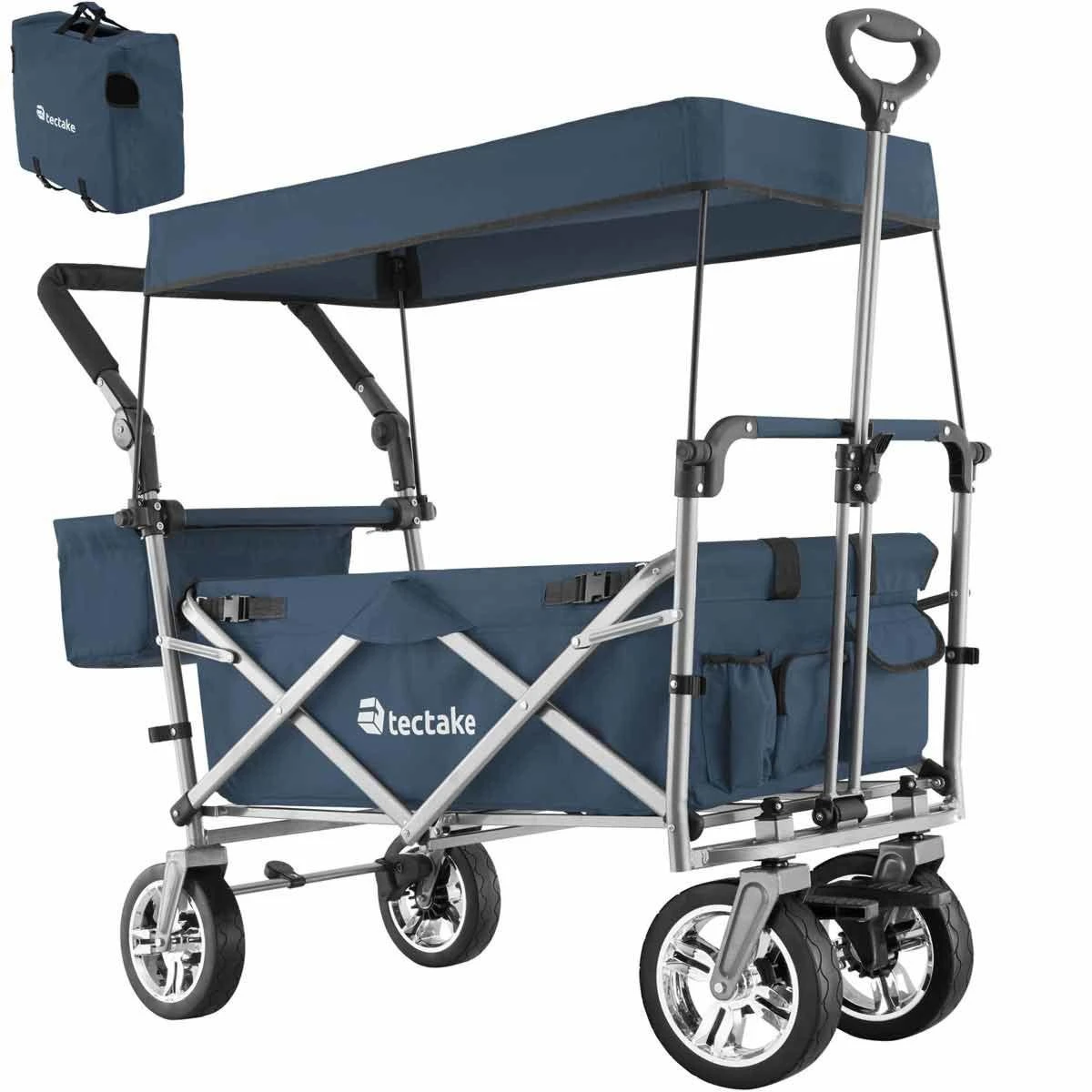 Tectake Foldable Garden Trolley With Carry Bag Blue