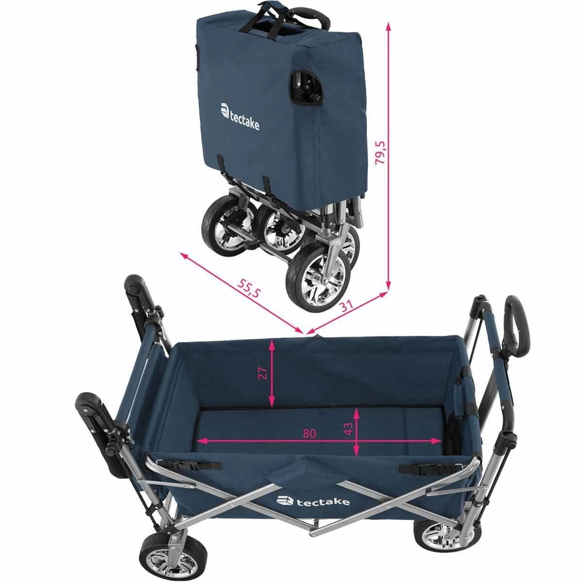 Tectake Foldable Garden Trolley With Carry Bag Blue - Image 7