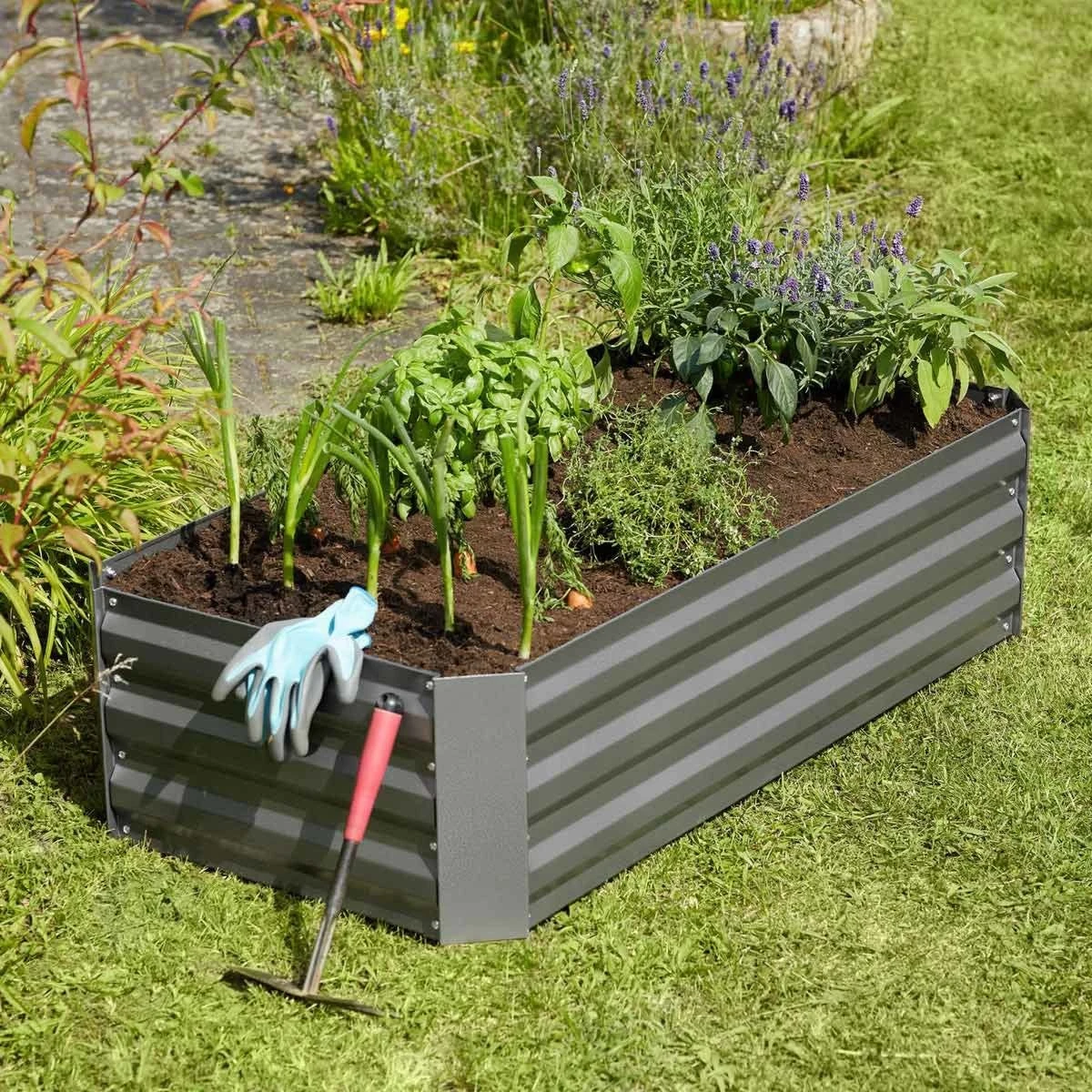 Tectake Pimpinella Zinc-plated Raised Bed Grey - Image 2