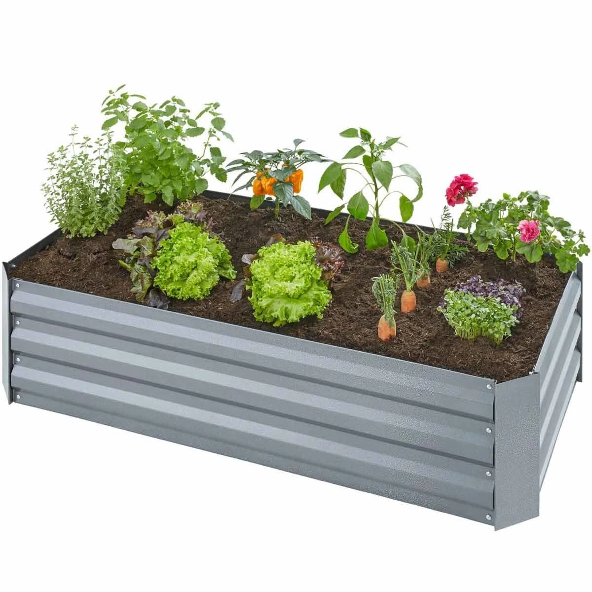 Tectake Pimpinella Zinc-plated Raised Bed Grey - Image 3