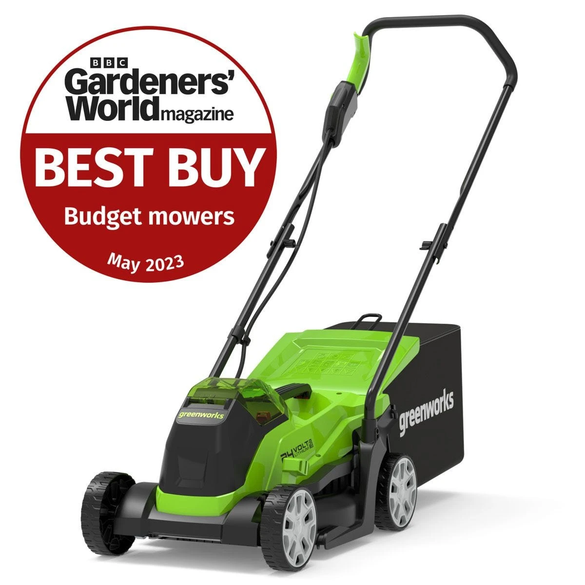 Greenworks 24V 33cm Cordless Brushless Lawnmower (Tool Only) - Image 2