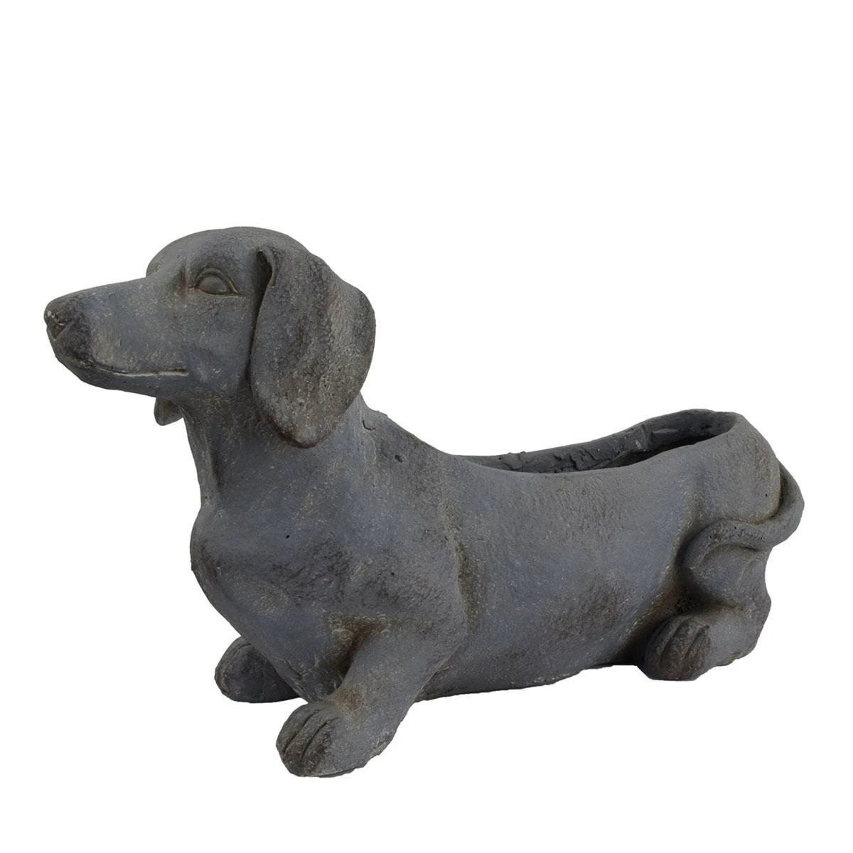 Solstice Sculptures Sausage Dog Planter 30Cm Blue Iron Effect