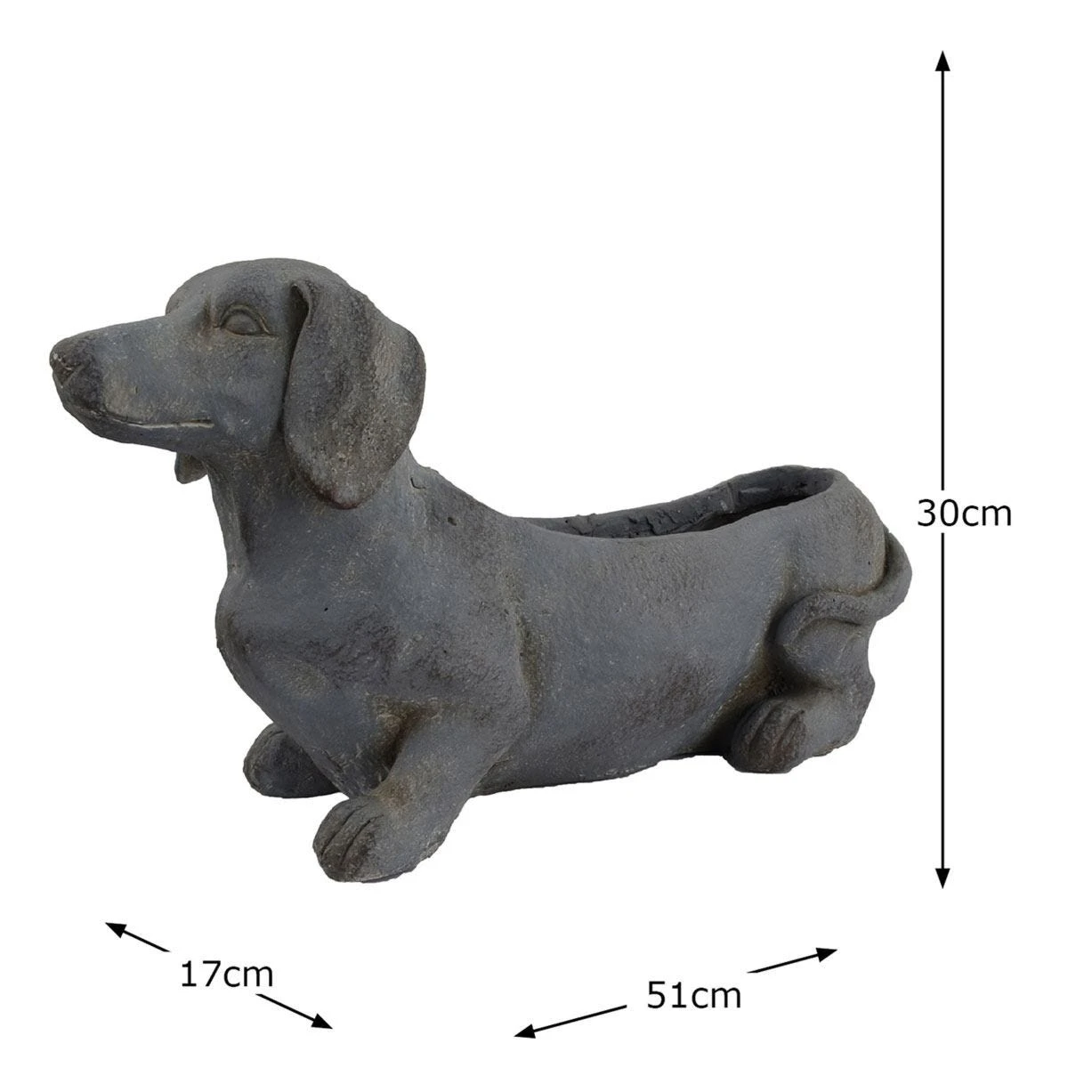 Solstice Sculptures Sausage Dog Planter 30Cm Blue Iron Effect - Image 10