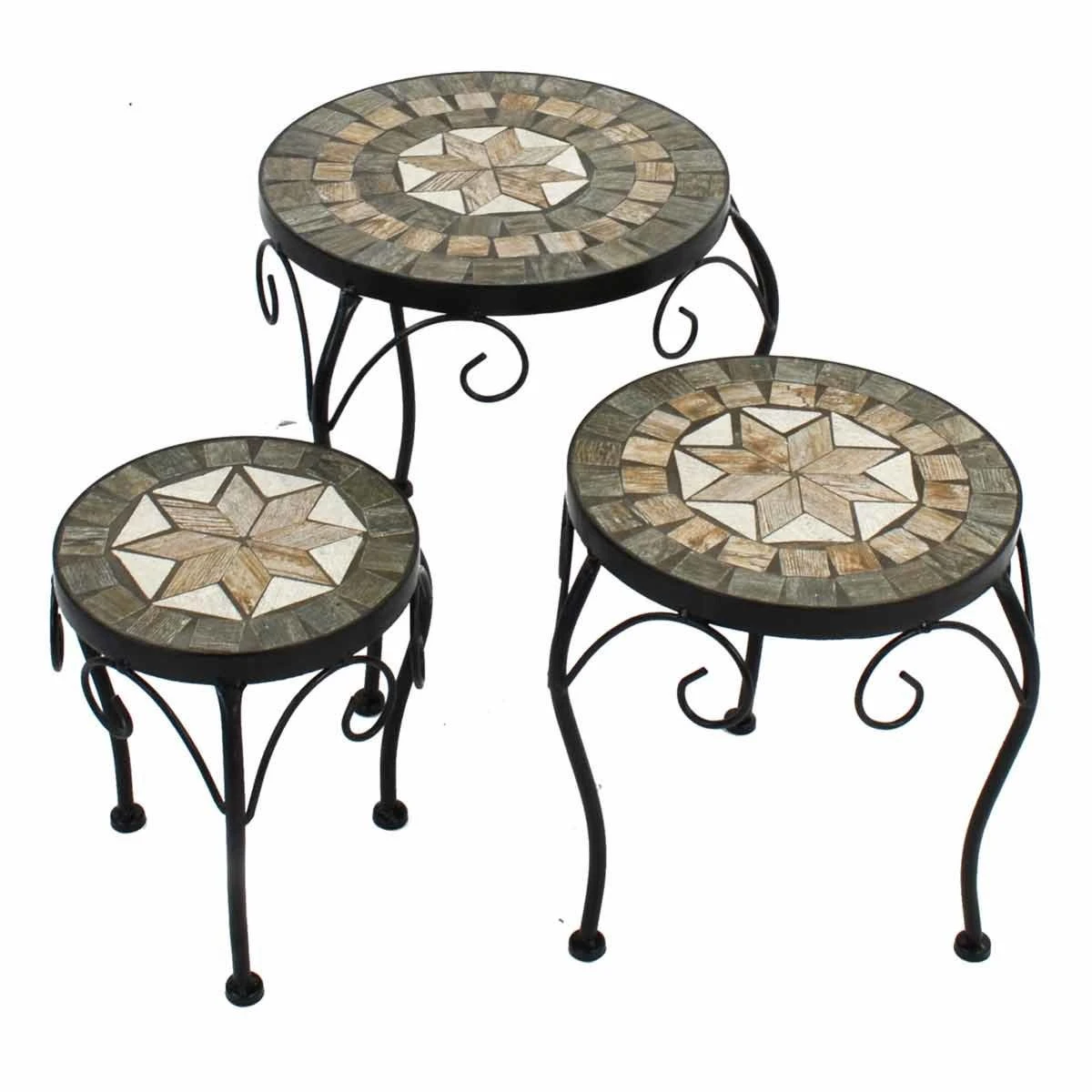 Summer Terrace Brava Round Plantstand Set Of 3 Low - Image 2