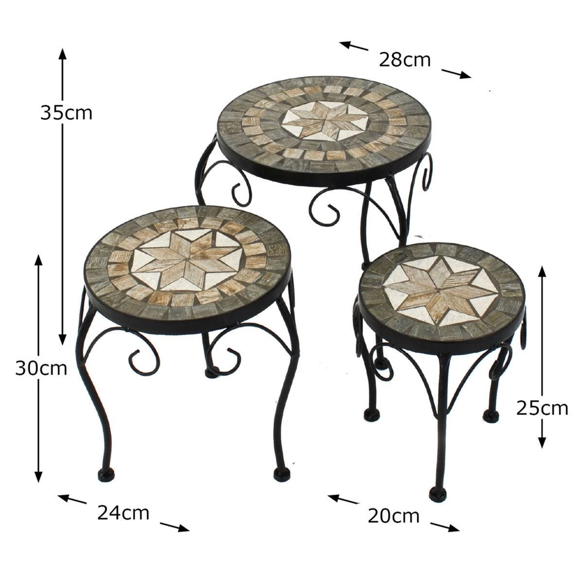 Summer Terrace Brava Round Plantstand Set Of 3 Low - Image 11