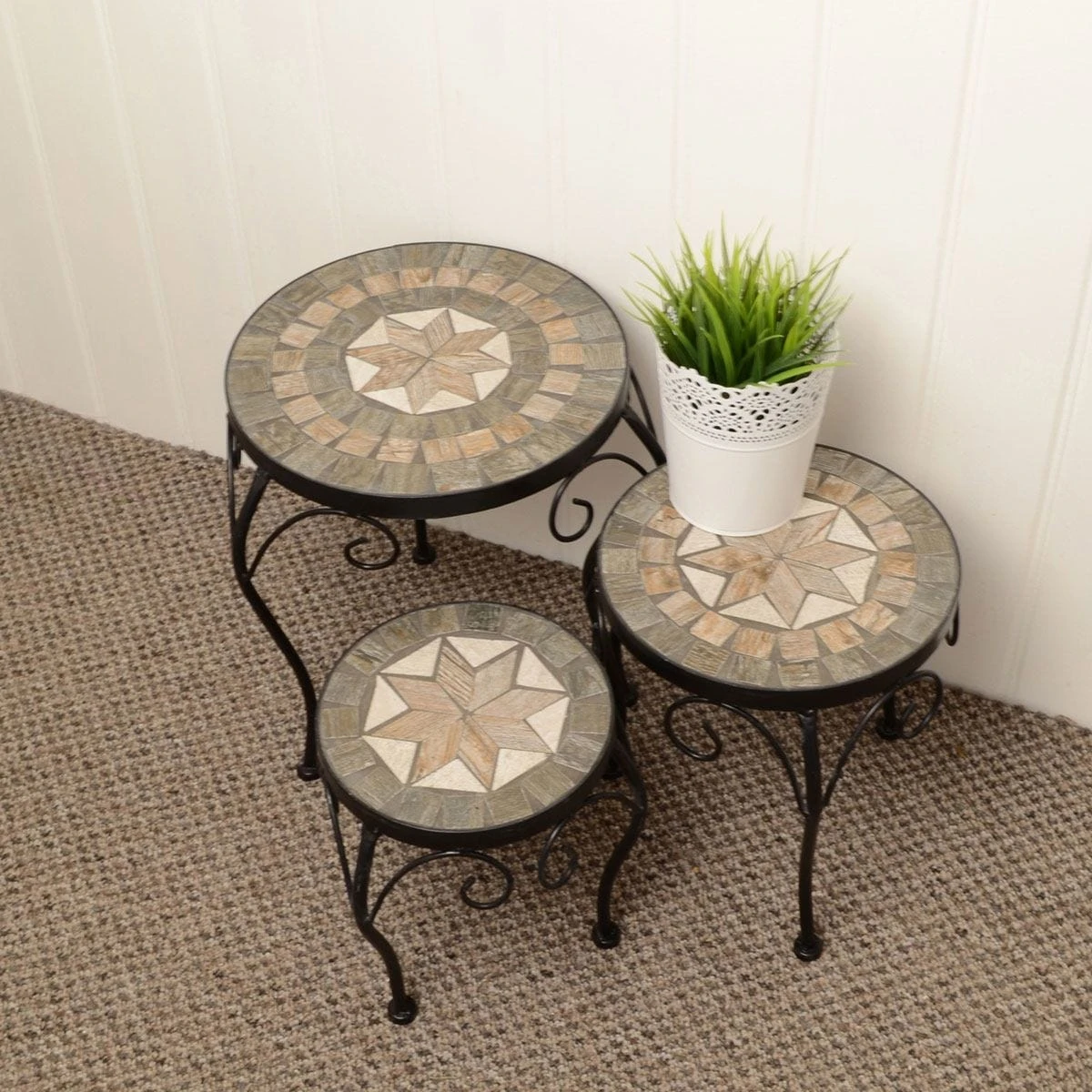 Summer Terrace Brava Round Plantstand Set Of 3 Low - Image 3